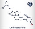 Cholecalciferol, colecalciferol, vitamin D3, C27H44O molecule. Structural chemical formula