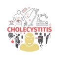 Cholecystitis banner. Icon Infographics. Vector signs for web graphics.