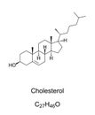 Cholesterol, a modified steroid, chemical structure and formula Royalty Free Stock Photo