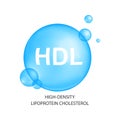 Cholesterol HDL type. Good cholesterin concept. High-density lipoprotein icon isolated on white background. Medical Royalty Free Stock Photo