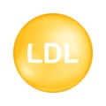 Cholesterol LDL type. Bad cholesterin yellow bubble. Low density lipoprotein icon isolated on white background. Medical Royalty Free Stock Photo