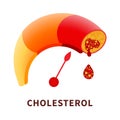 Cholesterol level meter gauge with blood vessel diagram Royalty Free Stock Photo