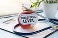 Cholesterol LEVELS text on paper on apple, medical, health and disease concept. Royalty Free Stock Photo