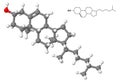 Cholesterol molecule with chemical formula