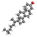 Cholesterol molecule. Essential component of cell membranes and precursor of steroid hormones, bile acids and vitamin D. Atoms are