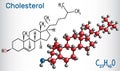 Cholesterol molecule. Structural chemical formula and molecule m