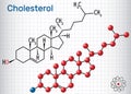 Cholesterol molecule. Structural chemical formula and molecule m