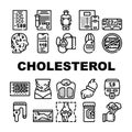 Cholesterol Overweight Collection Icons Set Vector flat