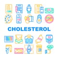 Cholesterol Overweight Collection Icons Set Vector flat