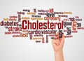 Cholesterol word cloud and hand with marker concept Royalty Free Stock Photo