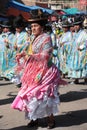 Cholitas women dance in native costumes in Bolivia