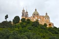 Cholula, Puebla, Mexico - 31 August 2021: Church of Our Lady of Help in Cholula, an archaeological site with a pre