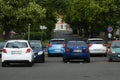 Chomutov, Czech republic - April 28, 2019: parked cars in centre of spring city