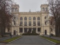 Chomutov, Czech republic - December 17, 2019: Mestske Divadlo theatre during foggy Christmas time