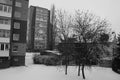 Chomutov, Czech republic - january 26, 2019: strong snowfall in centre of city