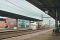 Chomutov, Ustecky kraj, Czech republic - November 20, 2016: detail of train station named Chomutov mesto with excavator parked on