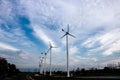 Chon buri, Thailand - 24 April 2020. Wind turbines provide electric power. In the electricity generation industry of Thailand.