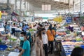 Chonburi Province, Thailand - 25 Sep 2020, Asian Local People walk and shop seafood at the Angsila fish market, the large fresh