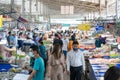 Chonburi Province, Thailand - 25 Sep 2020, Asian Local People walk and shop seafood at the Angsila fish market, the large fresh