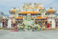 CHONBURI, TH - 5 April 2020 : giant Guan Yu Statue, Kwnao fighter in the history of China, Statue of the goddess of integrity of