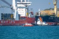 Pilot boat sails out to the entrance of the Chuk Samet Deep sea port