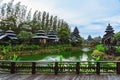 CHONBURI-THAILAND,AUGUST 12 ,2023 : Scenery of beautiful landmark architecture of wooden construction in retro style at the Bo