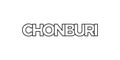 Chonburi in the Thailand emblem. The design features a geometric style, vector illustration with bold typography in a modern font