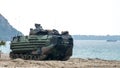 US Marine amphibious assault vehicles land on sea shore during Cobra Gold 2018 Royalty Free Stock Photo