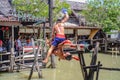 Unacquainted Thai Water boxing in Pattaya Floating Market.Chonburi Thailand Travel