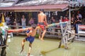 Unacquainted Thai Water boxing in Pattaya Floating Market.Chonburi Thailand Travel