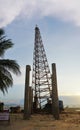 Piling works machine at construction site for build jetty