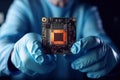CHONBURI, THAILAND - MAY 02, 2022: Intel Pentium Processor G620 with Sandy Bridge microarchitecture 32 nm technology Royalty Free Stock Photo