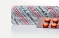 CHONBURI, THAILAND-MAY 4, 2023: Prenarpil 2 mg tablet pills in brown blister pack. Clonazepam used to treat seizures, panic