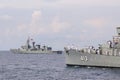 CHONBURI, THAILAND-NOV. 10, 2016 : HTMS Pinklao DE 413 and HTMS Naresuan FF421 sail in the sea.