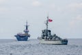 CHONBURI, THAILAND-NOV. 10, 2016 : HTMS Pinklao and HTMS Chakri Naruebet sail in the sea.