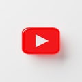 Chonburi, Thailand - Oct 27, 2021: A close up Youtube logo icon on isolated white background. Youtube is the largest video sharing