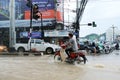 Flooding at Sriracha city after rainning