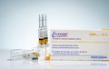 Clexane Syringes solution for injection in pre-filled syringes and injection needle with automatic safety system. Enoxaparin Royalty Free Stock Photo