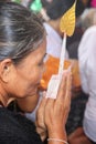 CHONBURI/THAILAND-OCTOBER 29 :Religious senior person praying wi