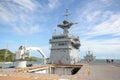 Chonburi ,Thailand-September 21,2013:Head center of HTMS Chakri Naruebet is biggest in Thai Military Battleship at Chonburi ,. Royalty Free Stock Photo