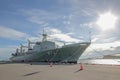 Chonburi ,Thailand-September 21,2013:HTMS Chakri Naruebet is biggest in Thai Military Battleship at Chonburi ,Thailand. Royalty Free Stock Photo