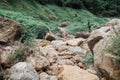 Chong Lom waterfall landscape.Travel destination at Khun Dan Prakan Chon Dam Nakhon Nayok Thailand is popular tourists Royalty Free Stock Photo