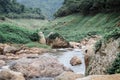 Chong Lom waterfall landscape.Travel destination at Khun Dan Prakan Chon Dam Nakhon Nayok Thailand is popular tourists enjoy the b