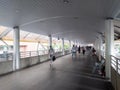 Chong Nonsi, Bangkok-15 September 2020: Office workers leaving work Walking through the Skywalk to take the train at the Skytrain