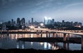 Chongqing city bridge and skyscrapers night view Royalty Free Stock Photo