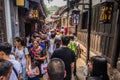 CHONGQING, CHINA - AUGUST 17, 2018: Crowded alley in Ciqikou Ancient Town, Chi