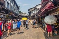 CHONGQING, CHINA - AUGUST 17, 2018: Crowded street in Ciqikou Ancient Town, Chi Royalty Free Stock Photo