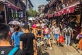 CHONGQING, CHINA - AUGUST 17, 2018: Crowded street in Ciqikou Ancient Town, Chi Royalty Free Stock Photo