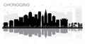 Chongqing China City skyline black and white silhouette with Ref