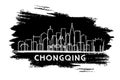 Chongqing China City Skyline Silhouette. Hand Drawn Sketch